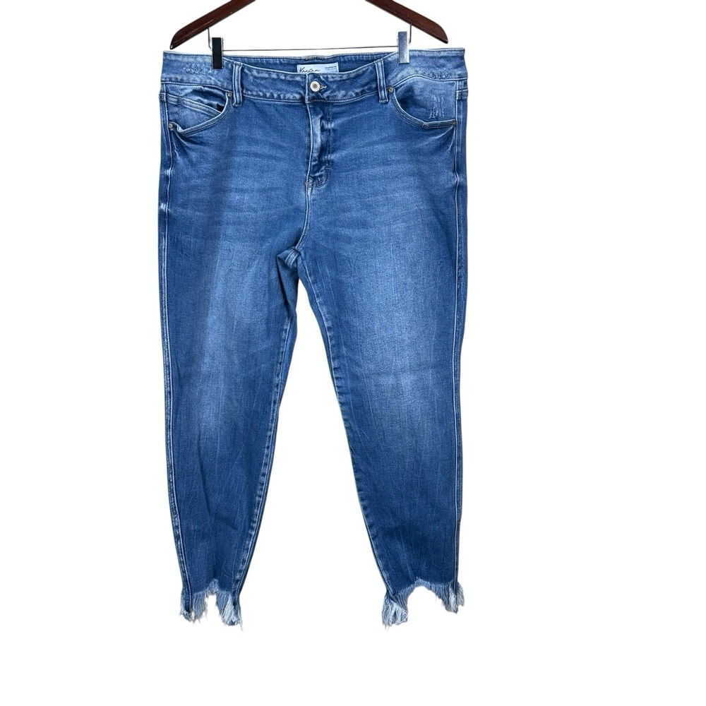KanCan High-Rise Curvy Skinny Distressed Blue Denim Jeans 20 Plus Women Maurices